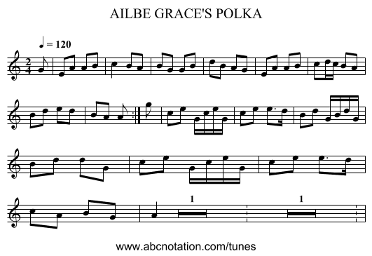 AILBE GRACE'S POLKA - staff notation
