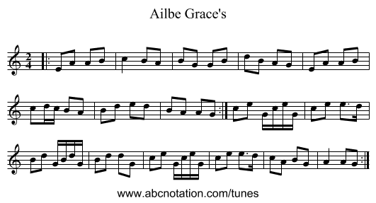 Ailbe Grace's - staff notation