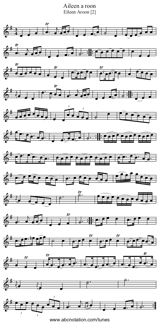 Aileen a roon - staff notation