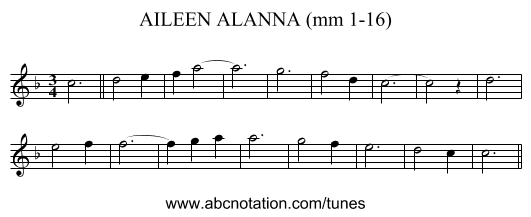 AILEEN ALANNA (mm 1-16) - staff notation