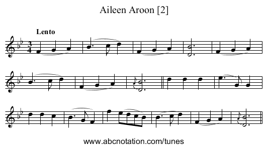 Aileen Aroon [2] - staff notation