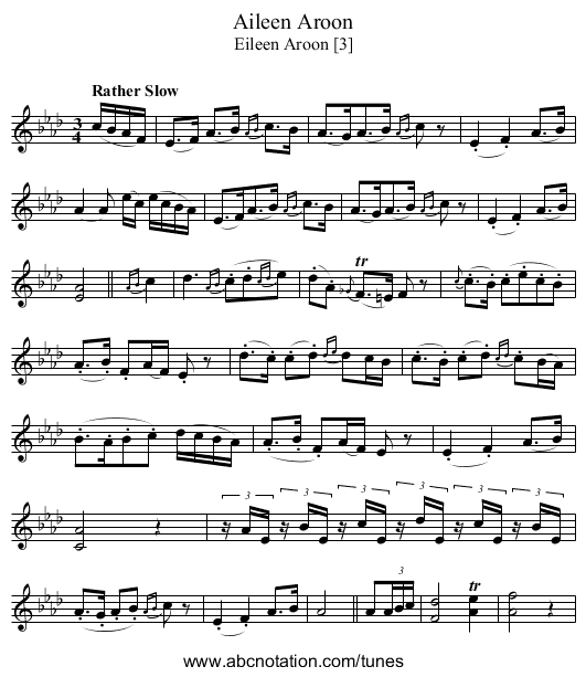 Aileen Aroon - staff notation