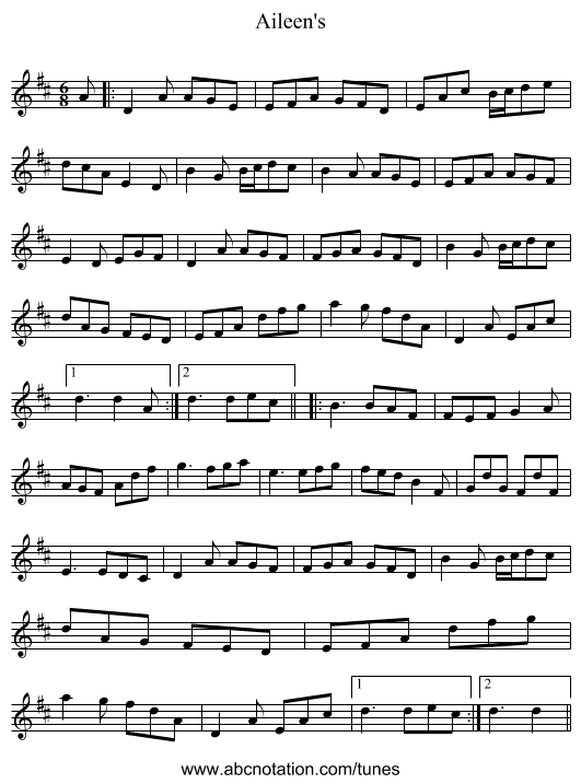 Aileen's - staff notation