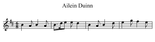 Ailein Duinn - staff notation