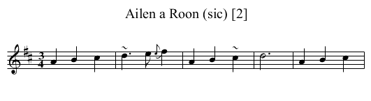 Ailen a Roon (sic) [2] - staff notation
