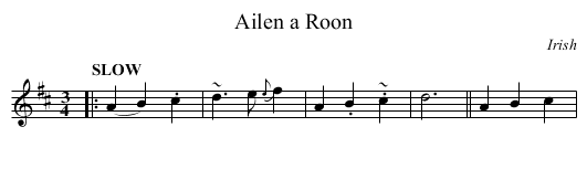 Ailen a Roon - staff notation