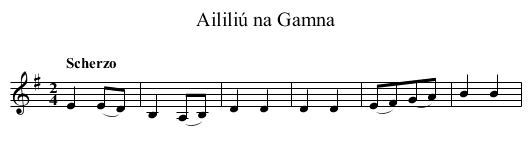 Aililiú na Gamna - staff notation