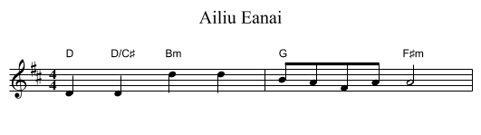 Ailiu Eanai - staff notation