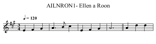AILNRON1- Ellen a Roon - staff notation