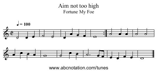 Aim not too high - staff notation