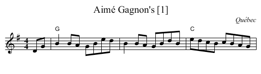 Aimé Gagnon's [1] - staff notation