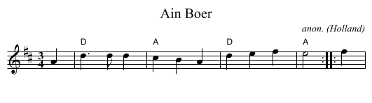 Ain Boer - staff notation