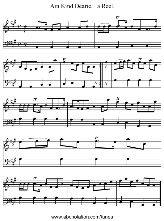 Ain Kind Dearie.   a Reel. - staff notation