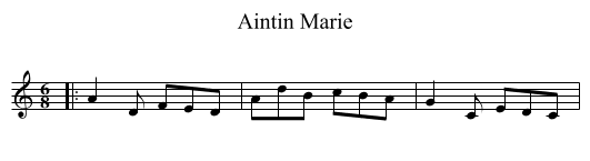 Aintin Marie - staff notation