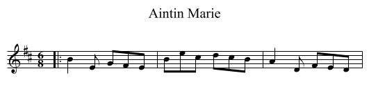 Aintin Marie - staff notation