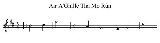 Air A'Ghille Tha Mo Rùn - staff notation