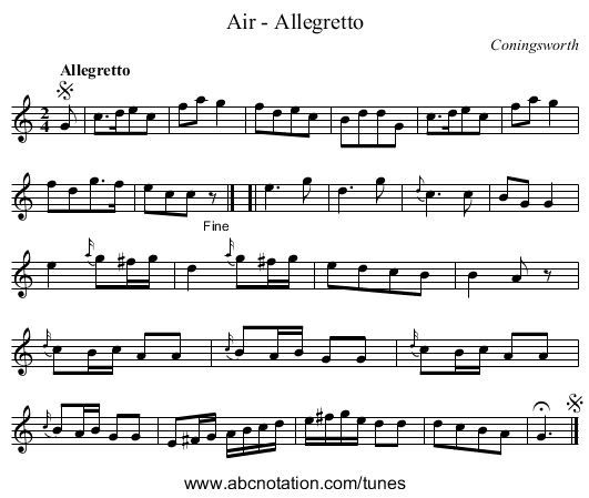 Air - Allegretto - staff notation
