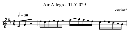 Air Allegro. TLY.029 - staff notation