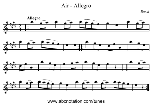Air - Allegro - staff notation