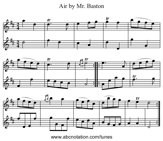 Air by Mr. Baston - staff notation