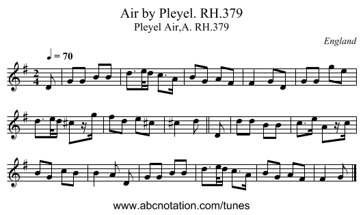Air by Pleyel. RH.379 - staff notation