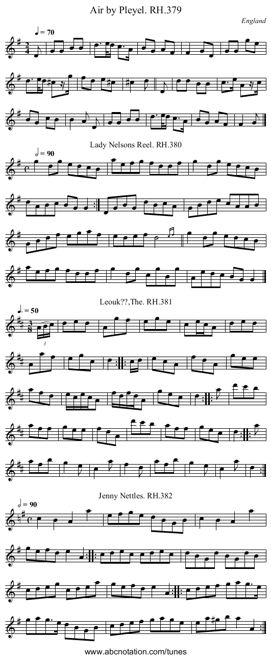 Air by Pleyel. RH.379 - staff notation