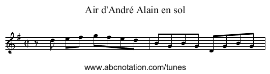 Air d'André Alain en sol - staff notation