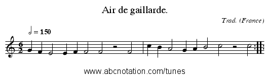 Air de gaillarde. - staff notation