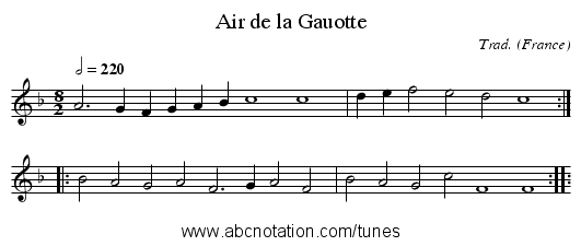 Air de la Gauotte - staff notation