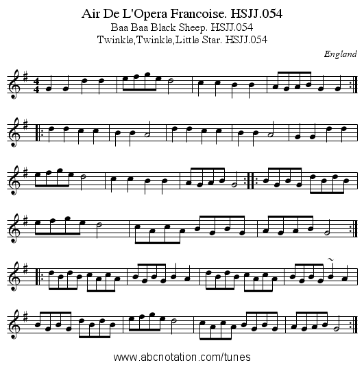 Air De L'Opera Francoise. HSJJ.054 - staff notation