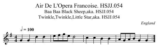Air De L'Opera Francoise. HSJJ.054 - staff notation