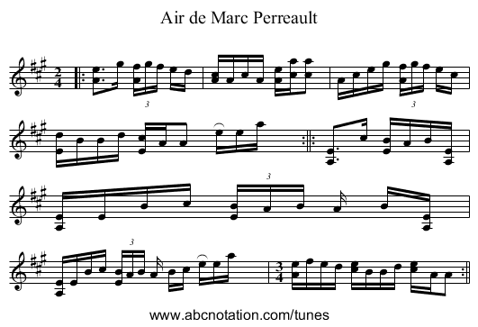 Air de Marc Perreault - staff notation