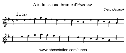 Air du second branle d'Escosse. - staff notation