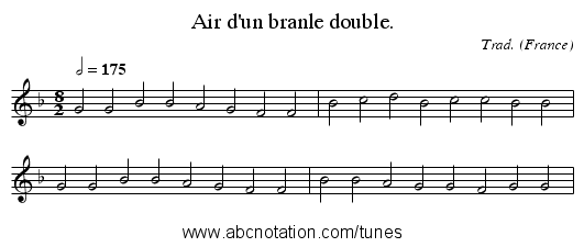 Air d'un branle double. - staff notation