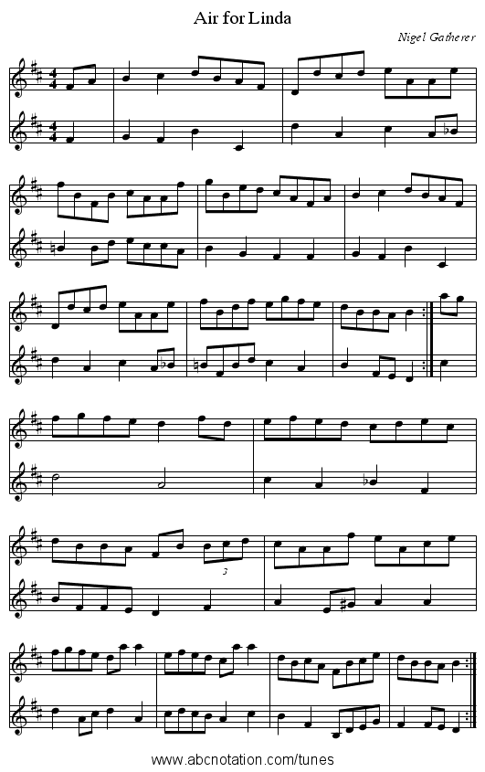 Air for Linda - staff notation