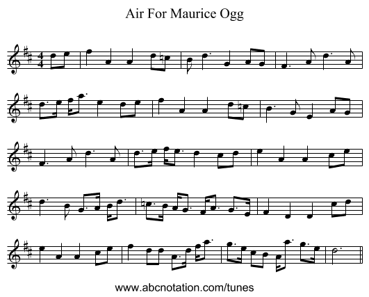 Air For Maurice Ogg - staff notation