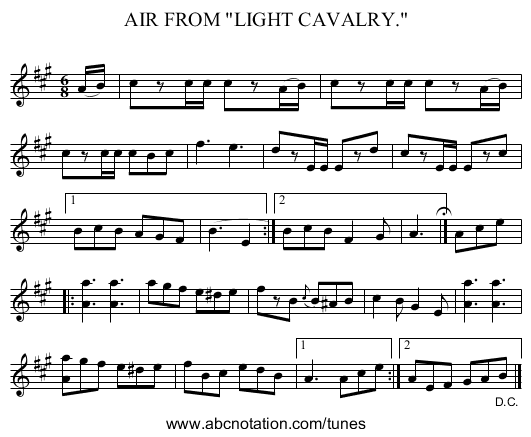 AIR FROM LIGHT CAVALRY. - staff notation