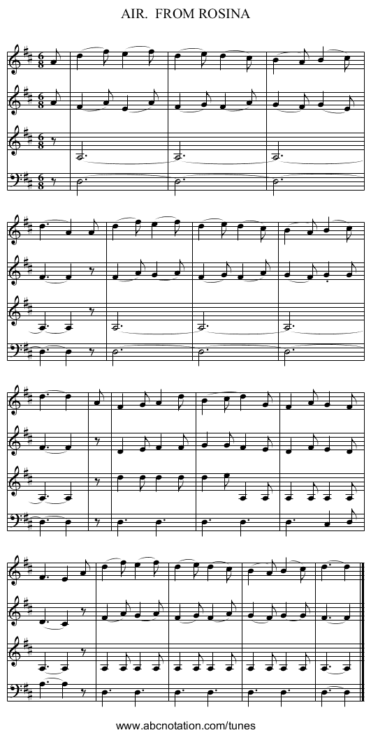 AIR.  FROM ROSINA - staff notation
