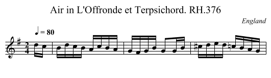 Air in L'Offronde et Terpsichord. RH.376 - staff notation