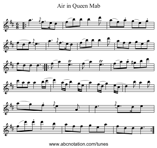 Air in Queen Mab - staff notation