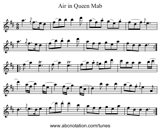 Air in Queen Mab - staff notation