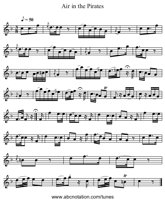 Air in the Pirates - staff notation