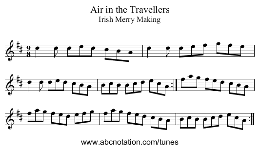 Air in the Travellers - staff notation