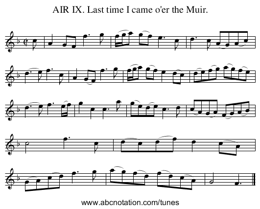 AIR IX. Last time I came o'er the Muir. - staff notation