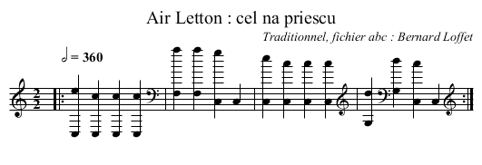 Air Letton : cel na priescu - staff notation