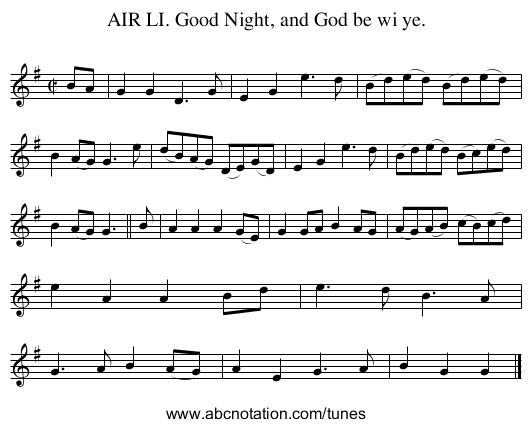 AIR LI. Good Night, and God be wi ye. - staff notation