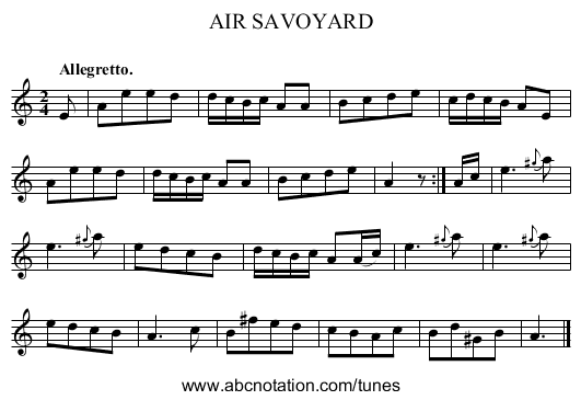 AIR SAVOYARD - staff notation