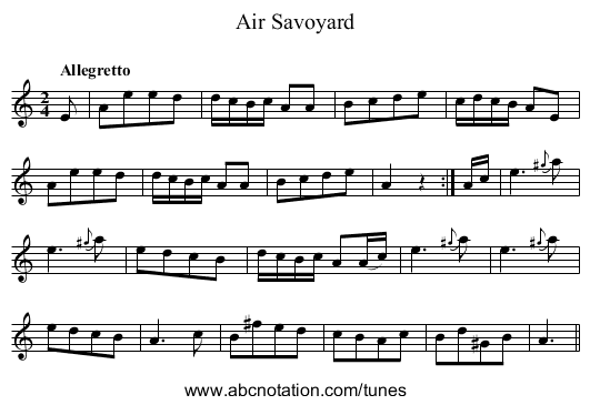 Air Savoyard - staff notation