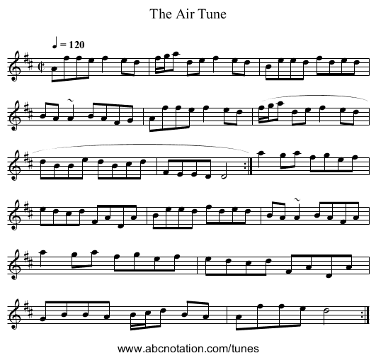 Air Tune, The - staff notation