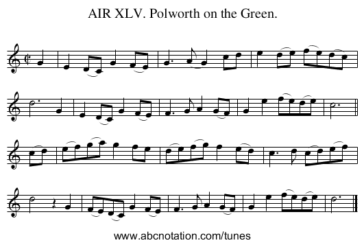 AIR XLV. Polworth on the Green. - staff notation